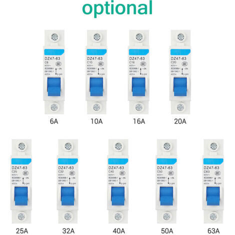DZ47-63, 40A - 40A, miniature 3 pôles 1 pôle 400V disjoncteur différentiel monté sur rail DIN