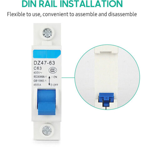DZ47-63, 40A - 40A, miniature 3 pôles 1 pôle 400V disjoncteur différentiel monté sur rail DIN