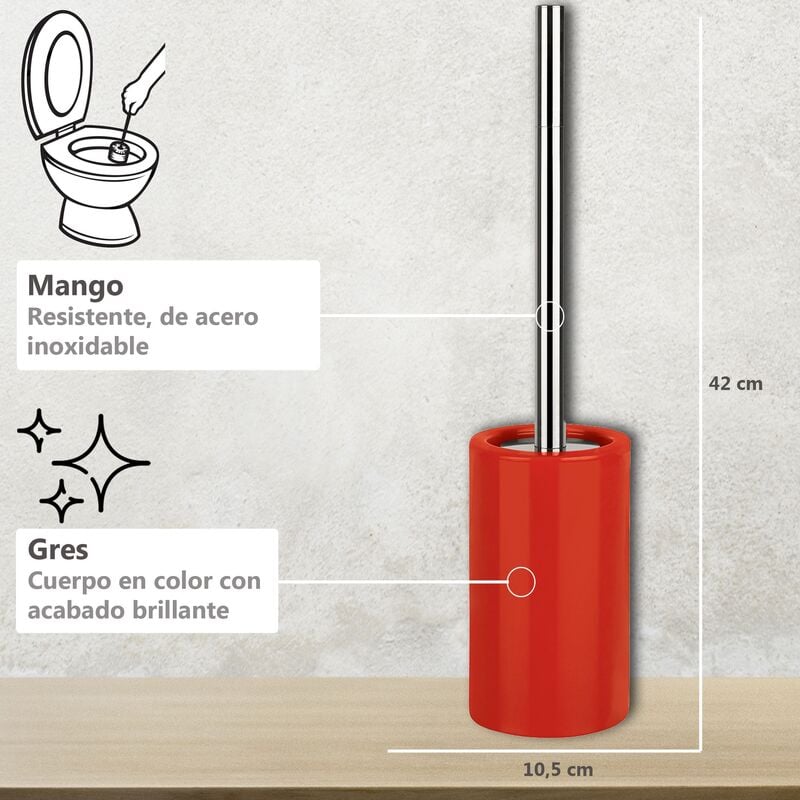 42,0 x Spirella Toilettenbürste Rot 10,5 Steinzeug, x cm, Tube collection, 10,5