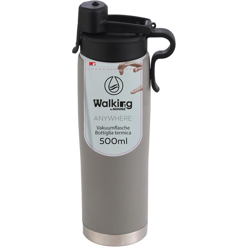 Thermosflasche 500ml Edelstahl grau Walking anywhere