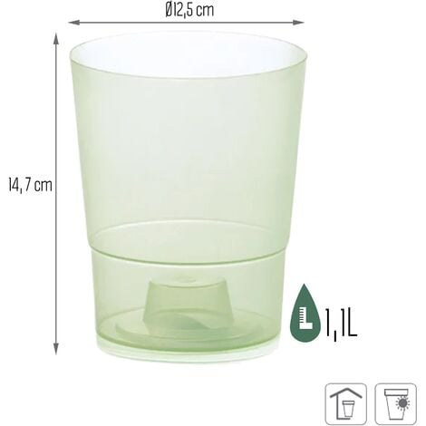 Prosperplast Blumentopf kunststoff COUBI, Transparent 12,5x12,5x14,7 cm 1,1L grün 