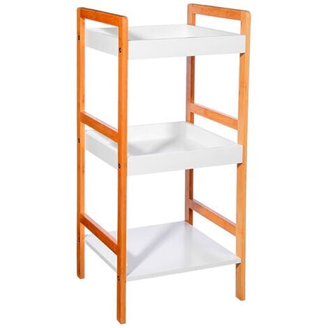 Badezimmerregal 3 Ebenen aus Bambus MDF-Holzplatte D L35.5xB33xH79cm