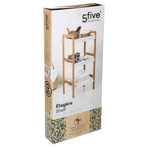 Badezimmerregal 3 Ebenen aus Bambus MDF-Holzplatte D L35.5xB33xH79cm