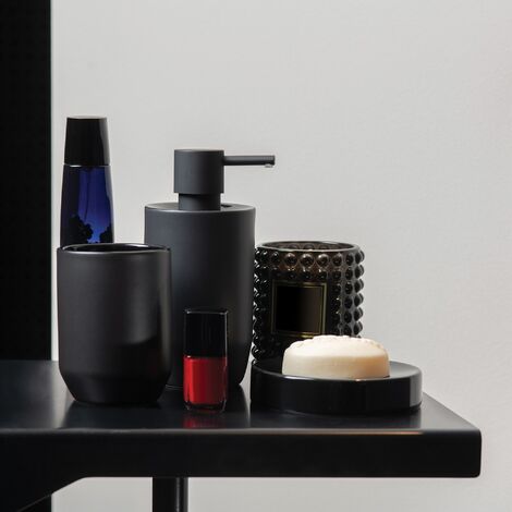 Spirella JARO Keramikbecher Schwarz - Stylisches Badezimmer Accessoire