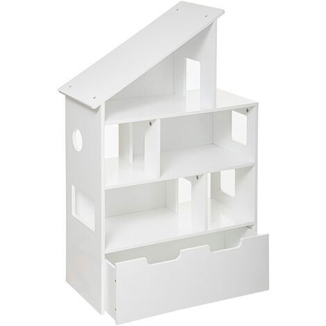 Organizer/Kinderbuchregal Modellhaus Farbe weiß, mit Rädern.