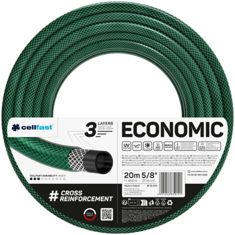 CELLFAST ECONOMIC 3lagiger Gartenschlauch, 20 Meter, Ø5/8" (15mm)