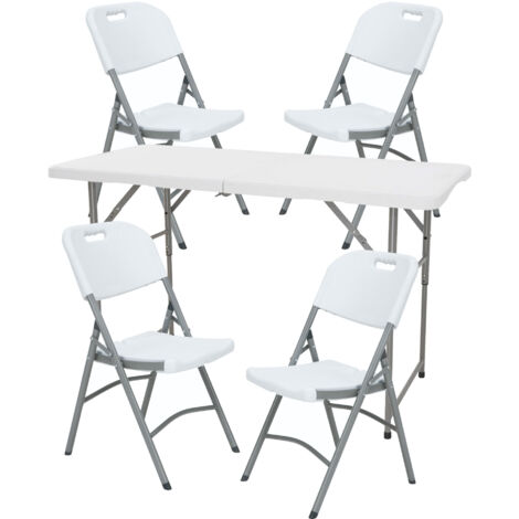 Höhenverstellbarer Klapptisch 122 x 60 x 5074 cm und Set mit 4
