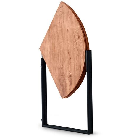 WELL HOME MOBILIARIO & DECORACIÓN Runder Esstisch mit Metallbeinen, Durchmesser 100 x 79 cm, Holz und Schwarz, 100x79x100