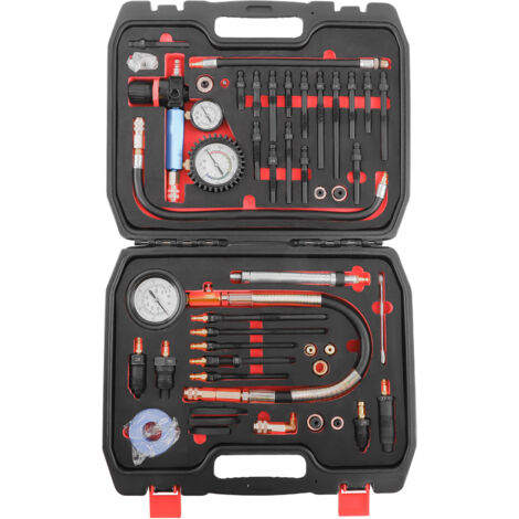 Maxpeedingrods – Machine d'essai de compression moteur essence – Test de pression jusqu'à 50 Bar – 34 adaptateurs pour moteurs – Manomètre supplémentaire