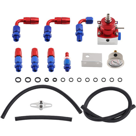 Fuel Pressure Regulator Kit AN 6 Fitting End Braided Hose Kit Set (1/5)