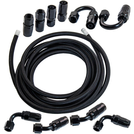 AN6 16.4FT 5M Kit de Tuyau de carburant huile tressé en nylon Oil Fuel Hose Kit (1/5)