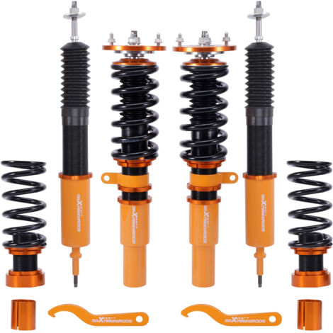 Maxpeedingrods – Amortisseurs combinés filetés pour BMW 3 E90 2004-2011 – Réglables de 25 à 75mm – Bitube – 2 avant et 2 arrière inclus