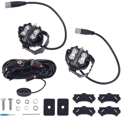 Feux LED tout-terrain ronds de 3,5 pouces, feux de jour latéraux, IP68, 160 W