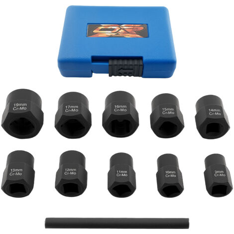 11 Pièces Extracteur Écrous for Boulons Vis Arrondis 9-19mm Chrome Qualité (1/5)