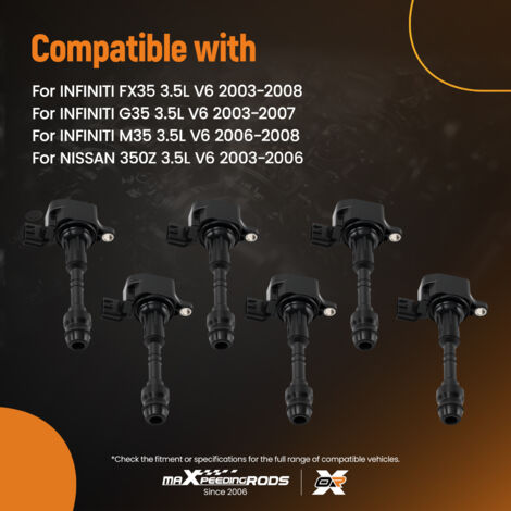 6 Bobines d'allumage for Infiniti FX35 G35 for Nissan 350Z 3.5L V6 UF-401 (1/5)