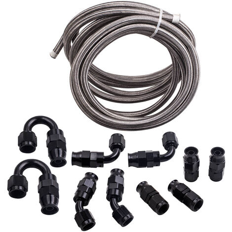 6AN AN6 Braided PTFE E85 Ethanol Oil Line Fuel Hose End Fitting 20FT / 6 Meters