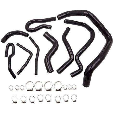 9 x Silicone Radiator Hose Pipe Black For HONDA CIVIC D15 D16 SOHC EG/EK 92-00 (1/5)