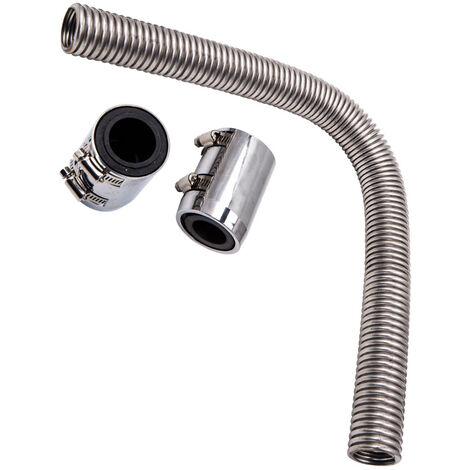 24" Flexible Stainless Steel Upper or Lower Radiator Hose Kit with Chrome Caps