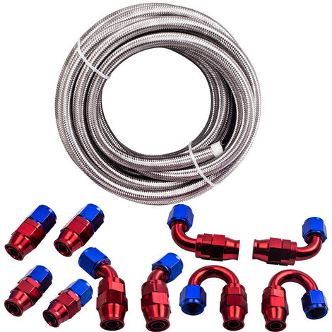 AN10 AN-10 6 Meters PTFE E85 Ethanol Oil Line Fuel Hose End Fittings Kit neuf