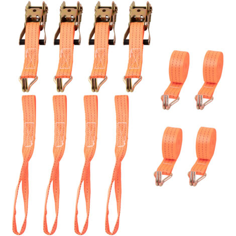 YUZHEDM 4 Pièces Sangles Darrimage à Cliquet 8M De Jeu Sangle A Cliquet Sangle Darrimage Avec Tendeur Longueur,Largueur 25 Mm Sangles De Serrage,Convient Aux Motos,Voitures,Remorques