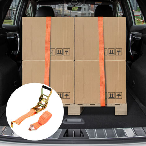 Lot De 4 Sangles à Cliquet 6m X 35mm - Charge 2000kg - Certifié TÜV - Pour Arrimage De Chargement