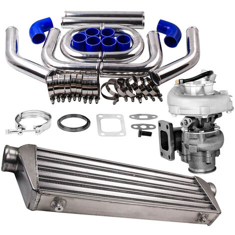 Maxpeedingrods – Turbocompresseur avec intercooler 27''x7''x2.5 – Kit tuyauterie en aluminium – Puissance de boost jusqu'à 420 HP – Compatible moteurs 2.0L à 3.5L