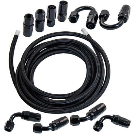 new AN6 - 6AN Nylon Steel Braided OIL FUEL Line Fitting Hose End Adaptor KITs (1/5)
