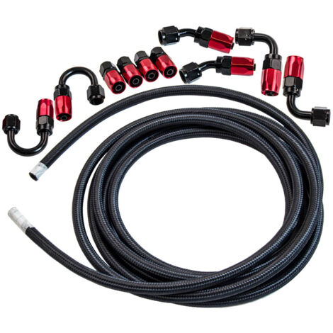 AN6 AN-6 Fitting Stainless Steel Nylon Braided Oil Fuel Hose Line 16 Feet 3/8 (1/5)