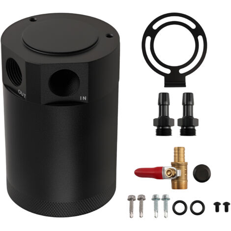 Aluminum Universal Baffled 2 Port Oil Catch Can Tank Air Oil Separator Bottle