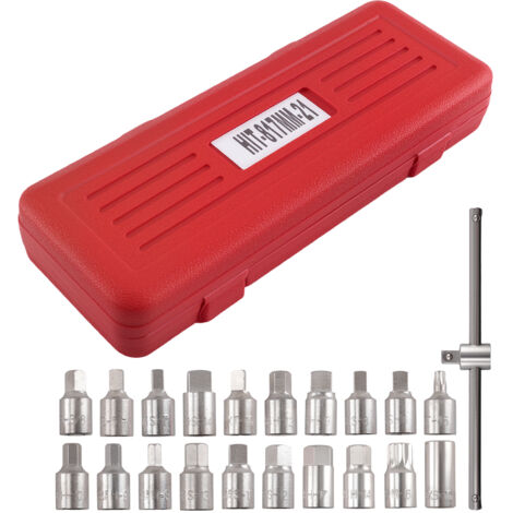 21pcs Oil Drain Plug Removal Socket Set for Honda Ford Toyota Nissan Mazda (1/4)
