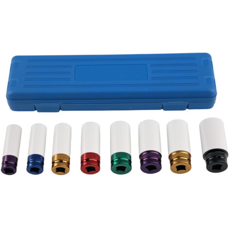 1/2" Drive Deep Impact Socket Set Thin Wall for Alloy Wheel 15-27mm 8pc 6 Point (1/5)