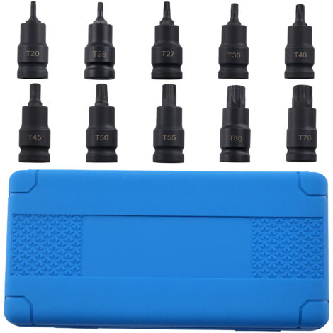1/2" Drive Impact Star Socket 10pc Set T20-T70 S2 Steel Heavy Duty (1/5)