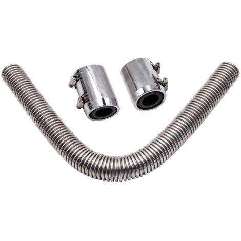 24" Flexible durable Upper Lower Coolant Water Hose Pipe Stainless Steel w/ Caps