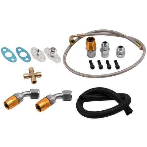 Turbo Oil Feed + Drain Return Line set For T3 GT30 GT35 GT3582 GT3076 GT3037 new (1/5)