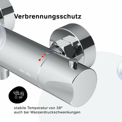 AM.PM Wannenarmatur Thermostat chrom, Badewannenarmatur Wannenbatterie, Duscharmatur Dusche Wannenthermostat, Wannen-Thermostatarmatur