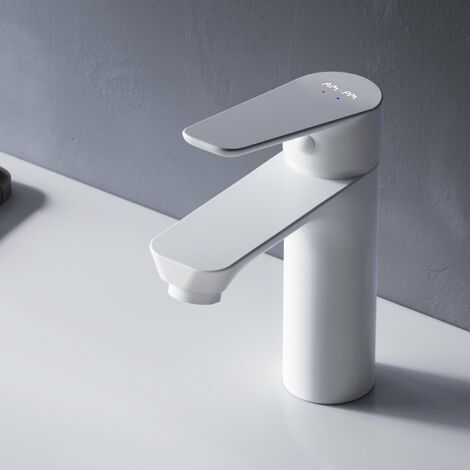 AM.PM Wasserhahn Bad Weiss Waschtischarmatur Bad Armatur Mischbatterie Waschbeckenarmatur Einhebelmischer Badezimmer