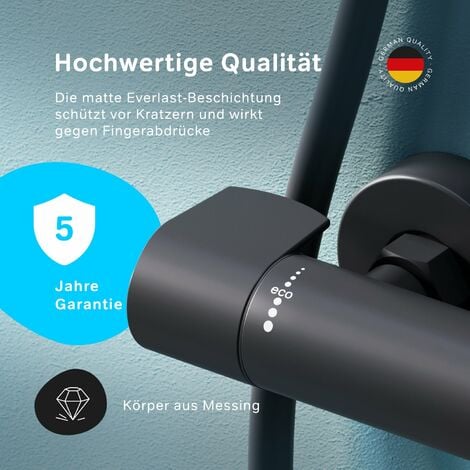 AM.PM Duschthermostat Brausethermostat Duscharmatur Dusche Schwarz Armatur Thermostat Mischbatterie Temperatureinstellung Durchflusseinstellung 38°C