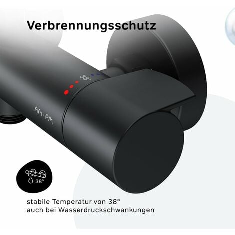 AM.PM Duschthermostat Brausethermostat Duscharmatur Dusche Schwarz Armatur Thermostat Mischbatterie Temperatureinstellung Durchflusseinstellung 38°C