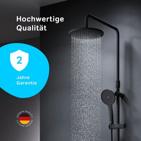 AM.PM Duschsystem ohne Armatur Schwarz Regendusche Duschset ohne Thermostat mit Kopfbrause Handbrause Umsteller eckig Duschsäule F07TA022