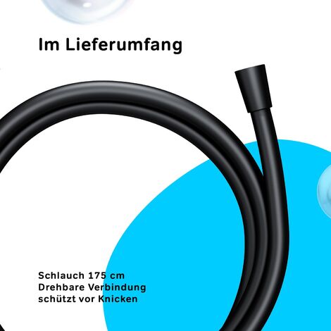 AM.PM Duschsystem ohne Armatur Schwarz Regendusche Duschset ohne Thermostat mit Kopfbrause Handbrause Umsteller eckig Duschsäule F07TA022