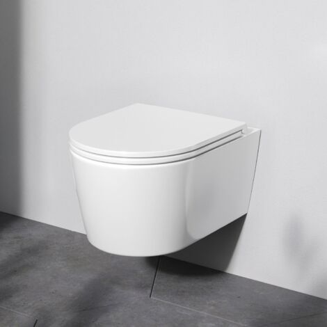 AM.PM Spülrandloses WC Toilette für Gäste-WC Hänge-WC FlashClean aus Keramik Wand-WC CFA1700SC Func Wand-WC mit Softclosing-Sitzabdeckung