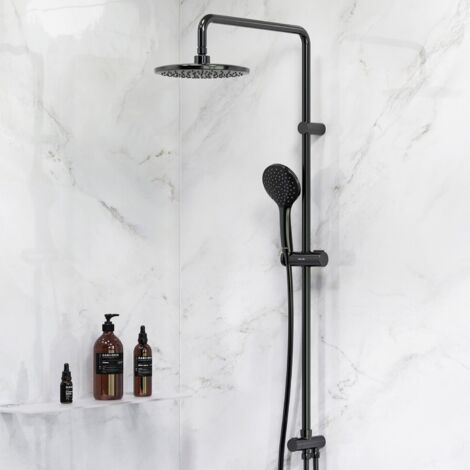 AM.PM Duschsystem Schwarz Duschset Brauseset Duschsystem ohne Armatur, Regenduschset Kopfbrause Überduschkopf Duschsäule Dusche AM.PM F0790022 Gem