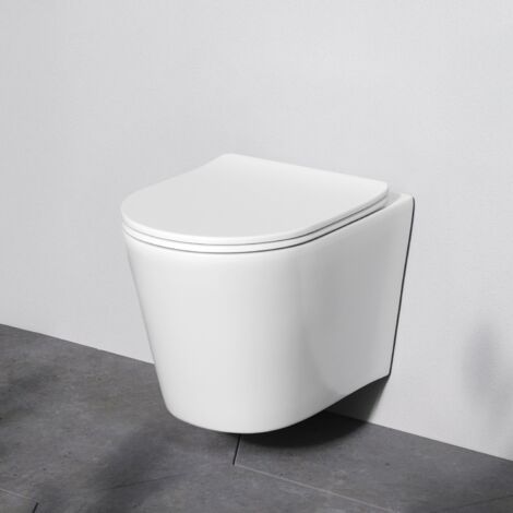 AM.PM Spülrandloses WC Toilette für Gäste-WC Hänge-WC FlashClean aus Keramik Wand-WC CFA1900SC Func Wand-WC mit Softclosing-Sitzabdeckung