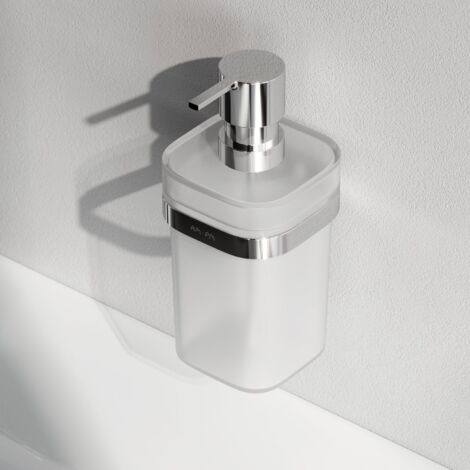 AM.PM Func Seifenspender Wandmontage Flüssigseifenspender nachfüllbar Dispenser für Seife oder Duschgel mit Bohren Edelstahl Glas, Chrom