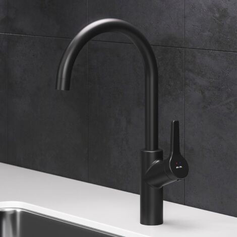 AM.PM Wasserhahn Küche drehbar Küchenarmatur Edelstahl Spültischarmatur Hochdruck Armatur Mischbatterie Küche gebürstet FXB07022 X-Joy S, Schwarz