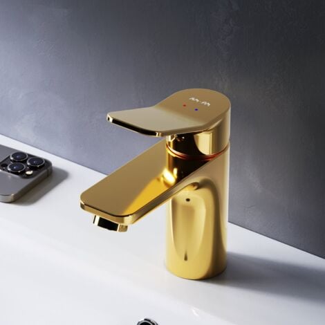 Goldene Bidet Armatur - Einloch Deckmontage Mit 2 Drehgriffen, Chrom & Messing Finish