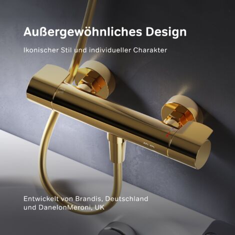 Kludi Decus - Thermostat-Duscharmatur, Unterputzmontage, Gold Gebürstet 54885N075