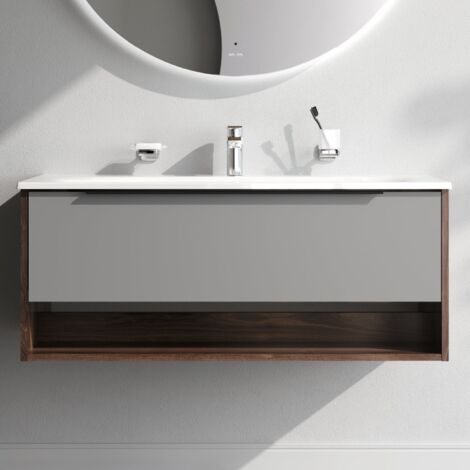 AM.PM Badmöbel Set Badezimmerschrank mit Waschbecken Hängender Waschbecken mit Unterschrank mit Soft Close, 100 cm, 1 Schublade, Graphit matt