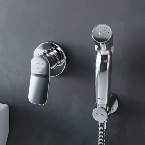 AM.PM Bidetarmaturen Eingebautes Bidet-Set mit Einhebelmischer und Handbrause, Bidetarmatur Dusche, Mischer Kalt Warmwasser Mischer Sprayer Toilettenarmaturen , Chrom