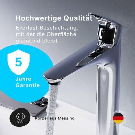 VOTON Wasserfall-Wasserhahn Für Waschbecken - Chrom, Einhebel, Einloch Mit Pop-Up Ablauf